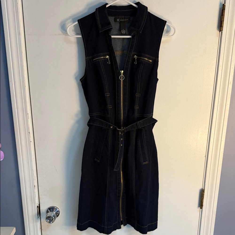 INC International Concepts Navy Sleeveless Midi Dress